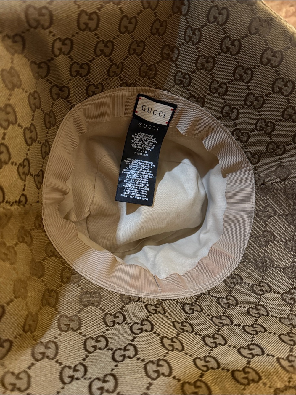 Gucci Brown GG Supreme Logo Bucket Hat - Picture 3 of 6